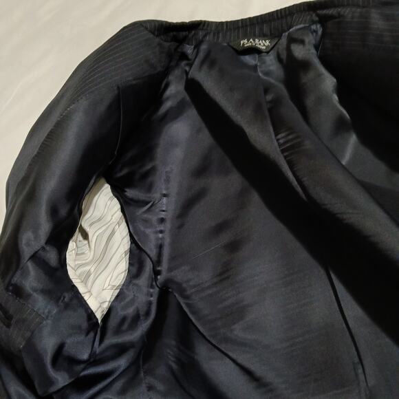Jos A Bank Signature Collection 42R !00% Wool Navy 2 Color Stripe Men's Blazer - Picture 7 of 12